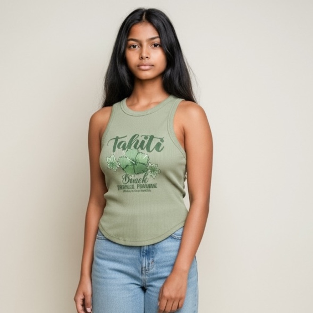 5 for $25✨ Full Tilt Sage Green Ribbed Top